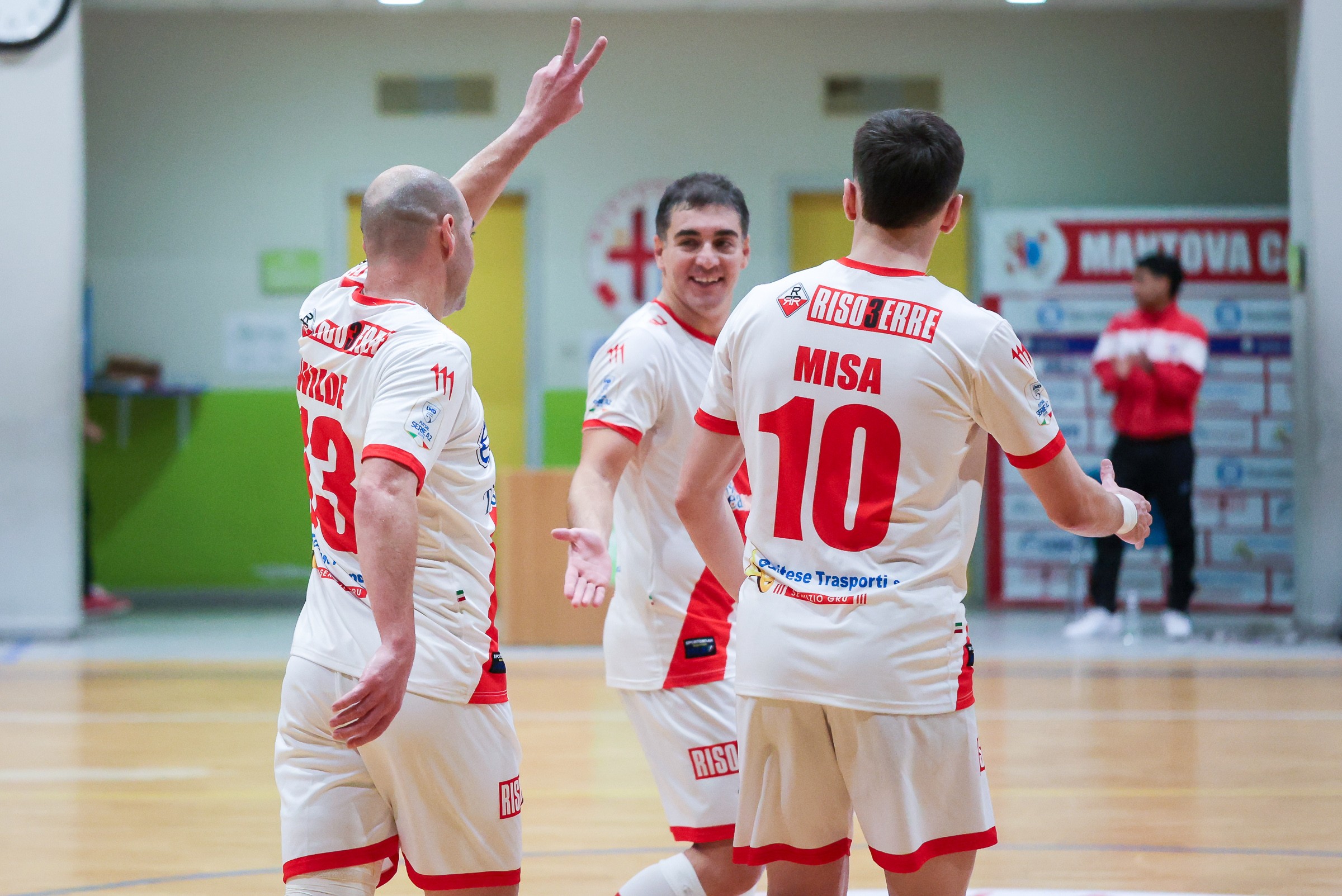 SPORT CALCIO 5 Saviatesta Mantova - Elledì FC CAMPIONATO 2024/25, SERIE A2 ELITE GIR. A , 10a GIORNATA. NELLA FOTO: Goal 1-1 WILDE GOMES DA SILVA (Saviatesta Mantova)
