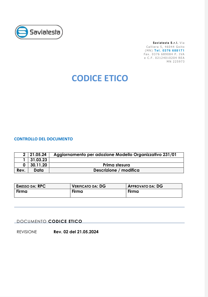 Anteprima del documento Codice Etico