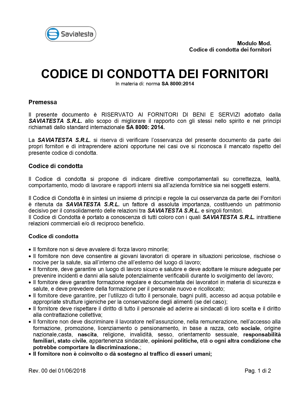 Anteprima del documento Certificazione SA8000