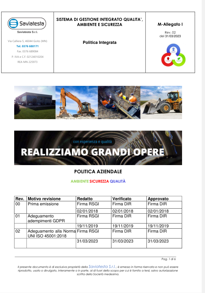 Anteprima del documento Politica Aziendale Integrata